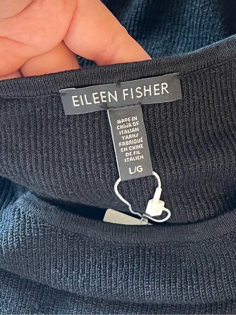 NWT Eileen Fisher Black Organic Linen Stretch Crepe Crew Neck Tunic Top- Large - Picture 6 of 10